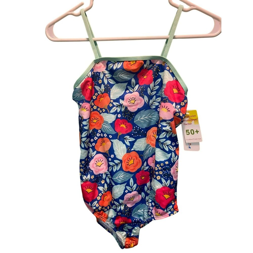 Girls Floral One-Piece Swimsuit UV Protection 50+ By Sunshine Swing Size 12 NWT